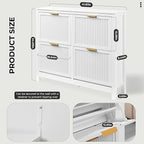 4 Flip Drawers Shoe Cabinet Storage for Entryway, Narrow Hidden Wood Shoes Organizer Cabinet Front Door Entrance Thin Free Standing Front Door Shoe Rack Storage for Entryway(White)