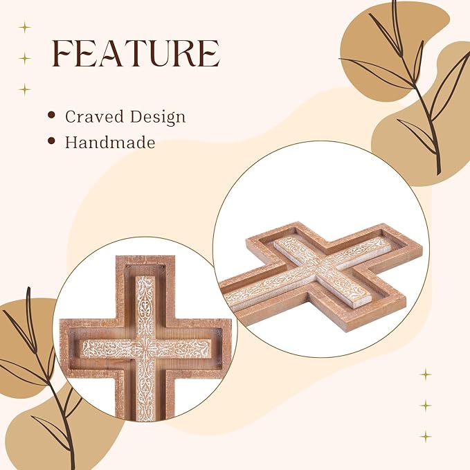 TRENDIN Wall Cross for Home Decor, Rustic Wooden Cross Wall Decor, Decorative Farmhouse Christian Religious Crucifix Art for Living Room Housewarming Gift