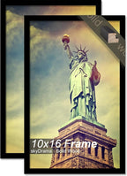 100% Solid Wood 10x16 Picture Frame Set of 2, Black Frame for 10 x 16 Inch Picture Poster Photo, Light Weight 10 by 16 HQ Matte Black Frame for Wall - 2 Pack/Black/10 x16