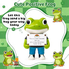 Positive Frog Figurine - 4.9" Tall Hand-Painted Resin Indoor Office Desk Decoration with Cute Motivational Sign, Funny Gift for Women Friends Bestie BFF Bestfriend Coworkers