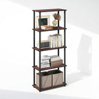 Furinno Turn-N-Tube Book Shelf, 5-Tier Bookshelf, Bookcase with Multipurpose Compact Display Rack, 11.6 x 23.6 x 57.4, for Living Room, Bedroom, Home Office, Dark Cherry/Black