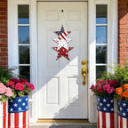 4th of July Decorations Wooden Welcome Sign, Wooden American Flag Star Wreath, Outdoor Wall Hanging for Front Porch, Memorial Day Home Decor (Retro)