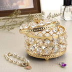 Hipiwe Crystal Mirrored Jewelry Box Jewelry Trinket Organizer Box Home Decor Ring Earrings Necklace Storage Holder Keepsake Box