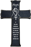 Cross Wall Decor - Black Scripture Wooden Cross For Wall - Gothic Wooden Hanging Signs Easter Decor for Home Office Church Baptism - Christian Gifts for Men Women (Prayer) - A09