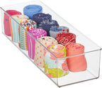 mDesign Plastic Drawer Organizer Box, Long Storage Organizer Bin Container; For Closets, Bedrooms, Use for Leggings, Socks, Ties, Jewelry, Accessories - Lumiere Collection - 2 Pack - Clear