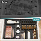 WOWBOX 24 PCS Clear Plastic Drawer Organizer Set, 4 Sizes Desk Drawer Organization and Storage Containers for Makeup, Cosmetics, Jewelry and Gadgets in Kitchen, Bathroom, Bedroom, Office, Clear Black
