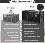 12 Pack Extra Large Heavy Duty Moving Bags with Reinforced Zipper & Wide Handles, Moisture-Resistant Storage Bins Packing Cubes for Clothes, College Dorm, Travel, and Home Organization, Black
