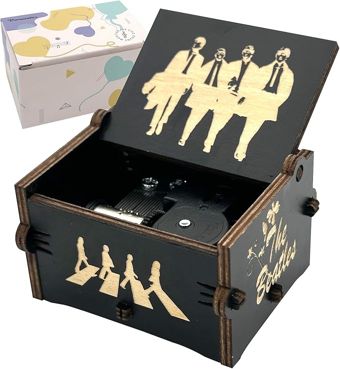 Pursuestar TheBeatles Let It Be Wind Up Music Box, Vintage Engraved Wood Mechanism Musical Gifts for Mother's Day Valentine's Day Christmas Thanksgiving