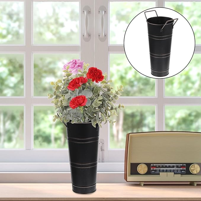 Alipis Metal Umbrella Stand Rack, Umbrella Holder Bin Basket Freestanding Cane Walking Sticks Holder, Arrangement Bucket Tall Floor Vase for Home Office Black