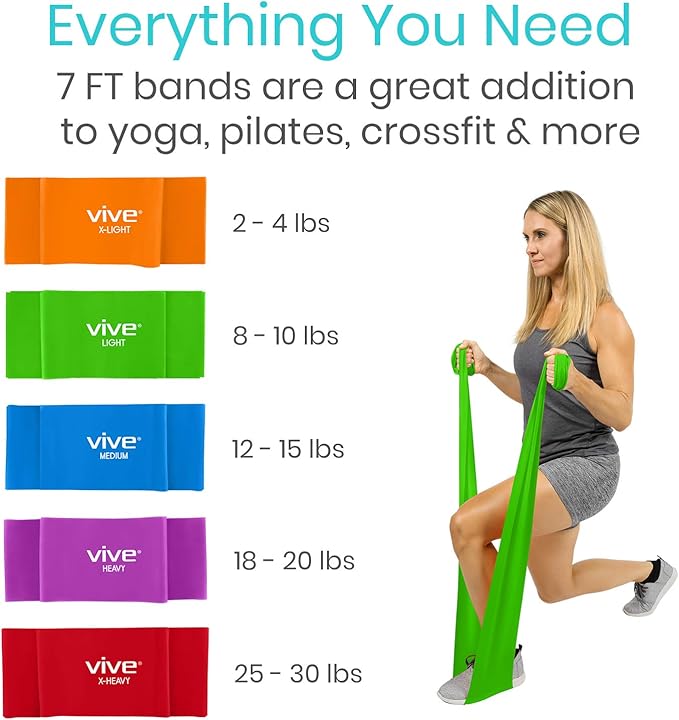 Vive Resistance Bands for Working Out (5 Pack) - Exercise & Workout Resistance Kit - Stretch, Elastic Loop Bands for Physical Therapy, Pilates, Yoga & Gym, for Men & Women