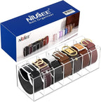 NIUBEE Belt Organizer, Acrylic Belt Storage Holder for The Closet, 7 Compartments Display Case for Tie and Bow Tie