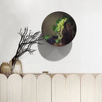 Decorative Plates, 6 Inch, Grapes And Wine On Wooden Table Round Display Plate, Decorative Plates with Stand, Ceramic Craft for Wall Hanging Decorative