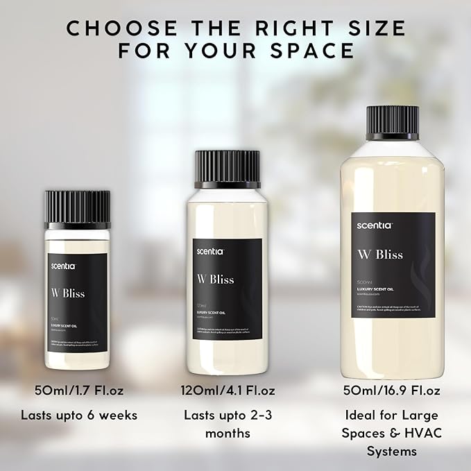 Scentia W Bliss Hotel Diffuser Oil Inspired by 5-Star Hotel - 50 mL 1.69 fl oz - Fragrance Oil Blend Bergamot, Lemongrass & Jasmine for Aromatherapy Diffusers Humidifiers - Thanksgiving & Holiday Gift
