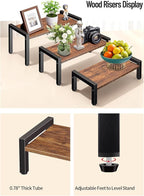 Wood Risers Display Stands & Cupcake Stand, 3 Tier Stepped Display Shelf for Perfume Collectibles, Buffet Risers Tiered Tray Stand & Serving Tray for Food Desserts Vendor Events Party Decor