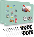 Green 2Pack Magnetic Board,17.5" x 11.4" Magnet Bulletin Board to Display Magnetic Notes, Poetry, Photos, Suitable for Wall, Refrigerator, Cabinet etc, Come with 4 Pcs Dual Lock Tape and Screws