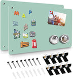 Green 2Pack Magnetic Board,17.5" x 11.4" Magnet Bulletin Board to Display Magnetic Notes, Poetry, Photos, Suitable for Wall, Refrigerator, Cabinet etc, Come with 4 Pcs Dual Lock Tape and Screws
