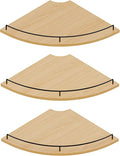 JJL Corner Shelf Wall Mounted, 12 Inches 3-Tier Floating Corner Shelf, Fan-Shaped Rustic Wood Decor with Fence, Natural Wood Grain Storage for Apartment Bedroom Kitchen Bathroom