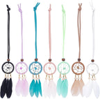 Mini Dream Catcher 7pcs Set - Car Interior Rearview Mirror Dangle Bag Pendant Charm 1.2" Diameter and 9" Long