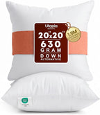 Utopia Bedding 20x20 Pillow Inserts, Set of 2, White – Indoor Decorative Throw Pillows for Bed, Sofa & Couch – Soft, Supportive & Fluffy Cushion Inserts