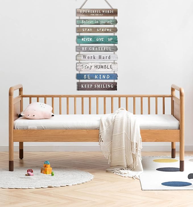 Inspirational Wall Art Decor for Office, Wooden Rustic Hanging Motivational Wall Art Decoration Sign, Inspiring Positive Quotes Wall Art for Home Living Room Bedroom Bathroom Classroom Gym 12"x24"