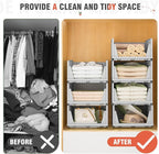 Neprock Clothes Storage - 4 Pack Plastic Drawer Organizers, Stackable Closet System for Towel, T-Shirt, Sweater (4L Gray)