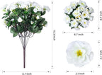 HyeFlora Artificial Fake Flowers Plants for Outdoor Outside Spring Decoration, Faux Silk White Camellia UV Resistant Realistic for Front Door Porch Planter Pot Patio Balcony, 3 Large Bundles