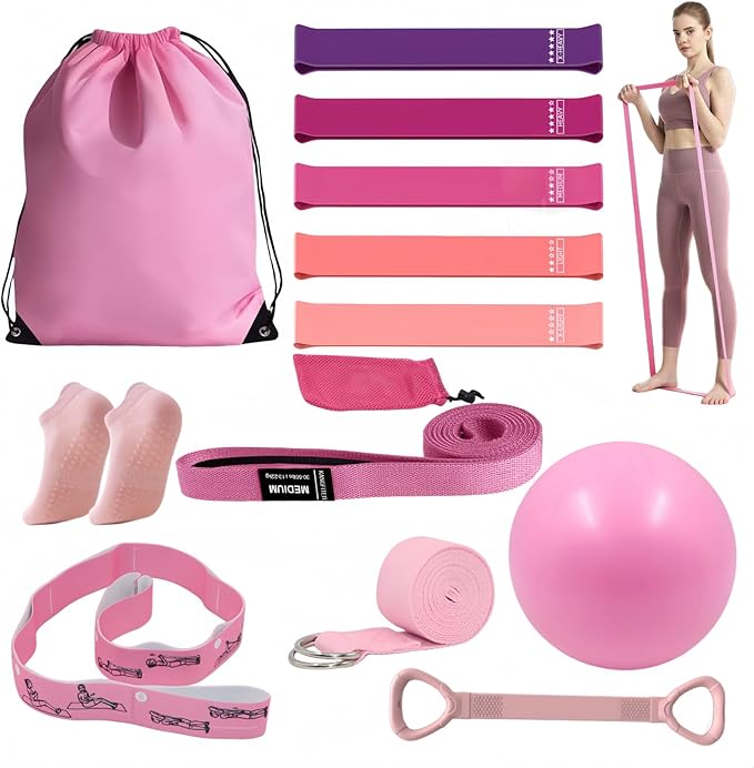 Pilates Equipment for Home Workouts, Better Portable Pilates Kit 13 in 1, Pilates Essentials Kits for Women with Pilates Ball, Yoga Socks, Yoga Strap, and Exercise Bands Kits