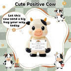 Positive Cow Figurine - 5.1" Tall Hand-Painted Resin Indoor Office Desk Decoration with Cute Motivational Sign, Funny Gift for Women Friends Bestie BFF Bestfriend Coworkers