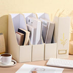 AmazingSpark 5 Pack Magazine File Holder Office Desk Storage Holder Set Vertical Desk Cardboard Organizer for Office Home Classroom Organize Your File Magazines Paperwork Books or Binders (Beige)