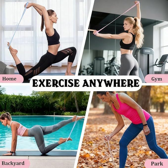 Resistance Bands with Handles,Figure 8 Resistance Band Elastic Fitness Bands Exercise Band for Home Yoga Gym Workout