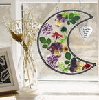 KY&BOSAM Moon Suncatcher Stained Glass for Window Hangings Wind Chime Decor with Pressed Real Flower and Metal I Love You to The Moon and Back Charm Birthday Gift for Women Mom Mother`s Day Christmas