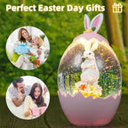 Easter Snow Globe Lantern with 6H Timer, Lighted Swirling Glitter Bunny and Eggs Decor, USB/Battery Operated Easter Decorations for Home, Spring Holiday Centerpiece or Gift