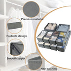 16 Pack Drawer Organizer Clothes, Foldable Fabric Dresser Organizer Closet Organizers and Storage Box for Underwear,Folded Clothes,Baby Clothing,Socks,Bra,Towels,Ties(Gray)