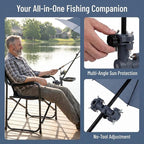 Levemolo Fishing Chair Umbrella Stand Adjustable Knob Fishing Rod Holder Bracket with Bait Tray 6.10X4.72X1.49In Outdoor Umbrella Stand Holder for Beach Chair