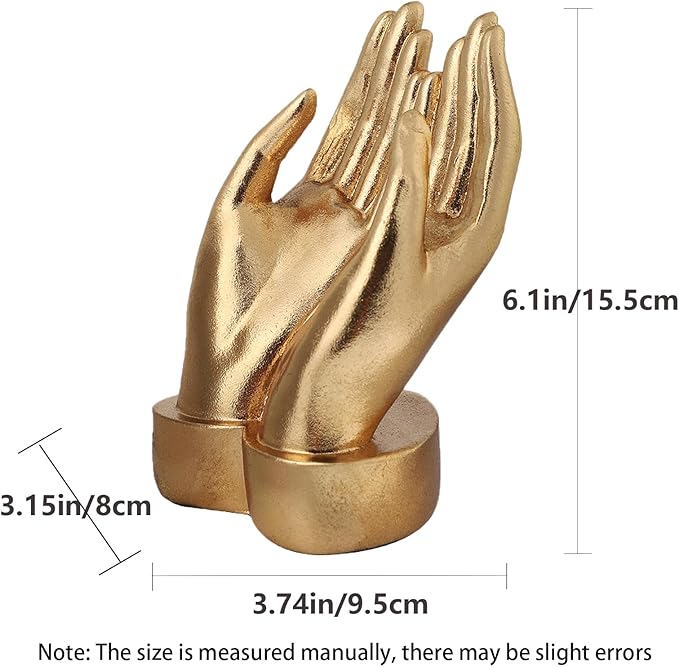 Golden Hands Sculpture Elegant Resin Home Decor Hands Statues Versatile Love Ornament,Perfect for Bedroom, Office Desktop, Cabinets,Wedding (Holding Hands)