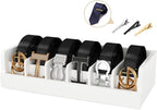 Belt Organizer for Closet - 6 Grids White Bamboo Belt Storage Organizer Racks for Men Women's Drawer, Belt Display Holder Wall Mount with 2 Pcs Tie Clip