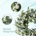 22 inch Summer Wreath White Spiny Ball Green Leaf Green Wreath Summer Front Door Hallway Window Decoration Wedding Party Decoration