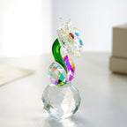 Crystal Sunflower Figurine Handcrafted Glass Flowers Collectible Small Sunflower Paperweight Table Decoration for Home Decor(3.7 * 1.8inch)