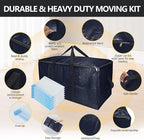 Extra Large Storage Bags Set Heavy Duty Moving Totes with Handles, Dorm Room Essentials-Way Carrying Design Dorm Room Essentials For Clothes Storage (Dark Blue, 14 Park- 4 & 10 Vacuum Bags)