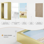 7x12 Aluminum Metal Picture Frame,Tempered Glass Gold Photo Frame 7x12 for Family Photo,Posters,Art,Document to Wall Mount Horizontally or Vertically