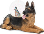 Elanze Designs German Shepherd Mother and Baby Miniature 45MM Sturdy Polyresin Magical Whimsical Tabletop Dresser Nightstand Glitter Water Snow Globe Figurine Decoration