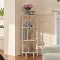 YUFAM 4-Tier Corner Shelf with Sturdy 5-Leg Base, Wooden Corner Bookshelf for Small Spaces, Corner Standing Shelf for Living Room, Bedroom, Office, Grey White