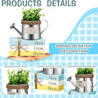 Wesiti 4 Pcs Spring Table Centerpieces Decorations Farmhouse Tiered Tray Decor Kettle Eucalyptus Fake Book Stack Decor Spring Decoration for Home Wooden Block Sign for Desk Tabletop Shelf Indoor