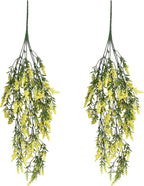 2 Pcs Artificial Lavender Teardrop Rattan, Spring Summer Front Door Hanging Floral Swags for Wall Basket Filler, Garden Home Easter Decoration-28.7in(Yellow)