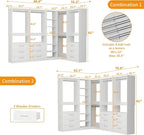 Closet System with 9 Drawers, Corner Closet Organizer Systems with 9 Shelves & 9 Hanging Rods L-Shaped Walk in Closet Freestanding Corner Tower Modular Storage System 4 Sets 2800+ Lbs Capacity White