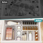 WOWBOX 32 PCS Clear Plastic Drawer Organizer Set, 4 Sizes Desk Drawer Organization and Storage Containers for Makeup, Cosmetics, Jewelry and Gadgets in Kitchen, Bathroom, Bedroom, Office, Clear
