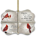 HYTURTLE Personalized Memorial Sympathy Christmas Ornament Tree Decor Gifts for Family Loss of Loved One Mom Dad - Remembrance Bereavement Gifts - Cardinal Birds Custom Name Aluminium Ornament