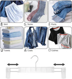 Clothes Pants Hangers, Space-Saving Skirt Holders with 360 ° Swivel Hooks, Adjustable Clips, Trouser Hangers, Clothes Coat Garment Jeans Hangers (10 Pack, Transparent)
