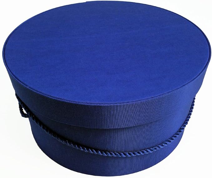 Sarah's Hat Boxes Classic Royal Hat Box – 8.75" x 4.5" (Dia. x Ht.) Handmade in USA – Odorless Non-Toxic Adhesive, Cording Handle – Premium Storage for Hats & Accessories