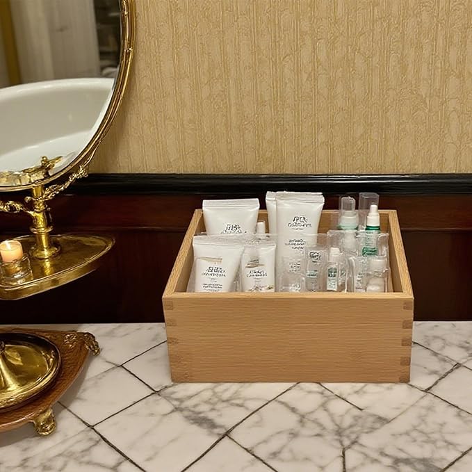 Bamboo Drawer Organizer 4"*4"*2", Bamboo Storage Box for Clothes, Dresser Makeup, Kitchen Utensil, Office Supplies